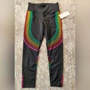 Dyce Active Performance Leggings. 4-Way Stretch, Black Multicolor, Size M